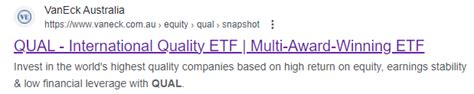Vaneck Msci International Quality Etf (QUAL.AX) .
